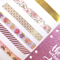 Washi Tape Set with Gold Foil, Fresh Floral and Bow Patterns