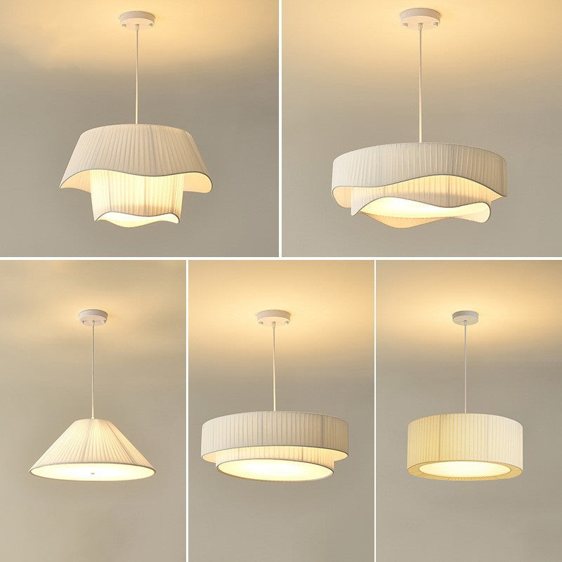 French Vintage Pleated Fabric Chandelier for Dining Room, Restaurant, and Bedroom Decor