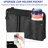 Wheelchair Side Bag with Cup Holder, Armrest Organizer Pouch for Mobility Scooters and Walkers