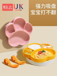 Baby Suction Plate Divided Silicone Feeding Bowl Set for Infants Learning to Eat, Anti-Drop Children's Tableware