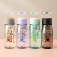 Portable Plastic Water Bottle with Tea Infuser and Silicone Lanyard for Students and Outdoor Activities