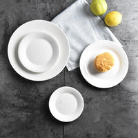 Pure White Ceramic Dinner Plates for Restaurant & Home Use - Steak, Pasta, Appetizer Dishes