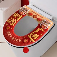 2026 New Plush Toilet Seat Cover, Universal for All Seasons, Thickened Zippered Waterproof Toilet Seat Cushion