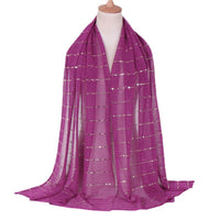 Fashion Sequin Lace Scarf Head Wrap for Women, Solid Color European & American Style Shawl