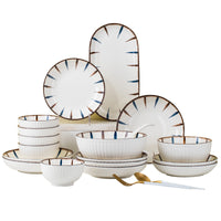 Japanese Style Underglaze Ceramic Dinnerware Set - Bowls, Plates, Spoons for Home Use or Gifting