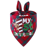 Christmas Plaid Pet Bandana Double-Layer Cotton Dog Scarf