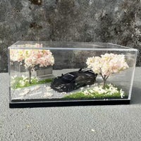 1:64 Scale Model Display Case with Cherry Blossom Scene Acrylic Diorama (Models Not Included)