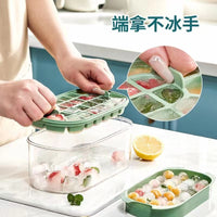 2-in-1 Ice Cube Tray with Storage Bin, Quick Release Ice Maker Mold, Food-Grade