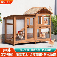 Large Outdoor Solid Wood Rabbit Hutch Waterproof Chicken Coop Pigeon Cage with Anti-Splash Design