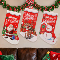 Christmas Stocking Gift Bag for Kids, Candy, and Decorations - Digital Print Santa, Snowman, Reindeer