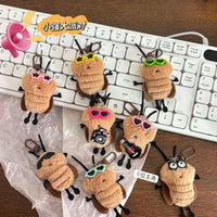 Cute Cockroach Plush Keychain with Glasses and Guitar - Fun Cartoon Doll Pendant for Bags and Gifts