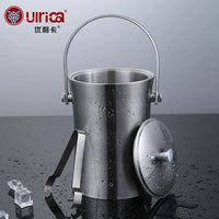 304 Stainless Steel Double-Layer Insulated Ice Bucket with Lid for Wine and Bar