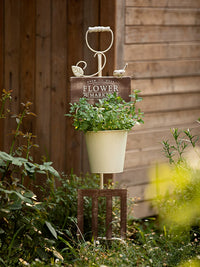 Rustic Iron Bird Planter Garden Yard Decoration