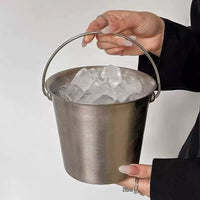 304 Stainless Steel Portable Ice Bucket with Handle for Snacks and Seafood
