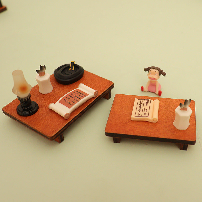 Japanese Style Dollhouse Miniature Wooden Coffee Table Model Ornament