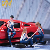 Female Car Mechanic Figure Set for Dioramas and Models