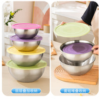 Stainless Steel Mixing Bowl Set with Lids - Deep Salad Bowls for Baking, Cooking, and Food Prep