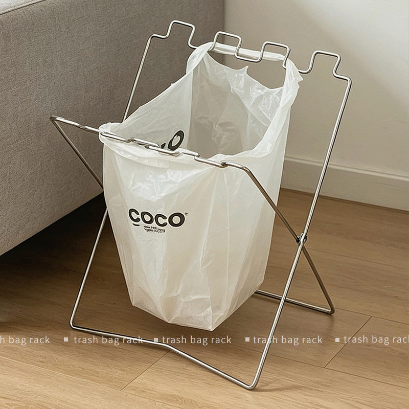 Stainless Steel Foldable Trash Bag Holder for Home, Picnic, BBQ, Camping