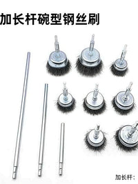 Hex Shank Extended Black Steel Wire Cup Brush for Pipe Cleaning and Rust Removal