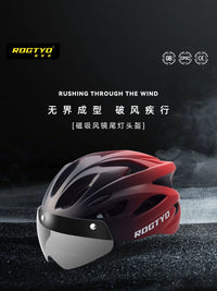 ROGTYO Cycling Helmet with Magnetic Goggles and Taillight for Road and Mountain Bikes