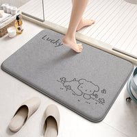 Cartoon Flannel Bathroom Mat Absorbent Non-Slip Floor Mat for Home