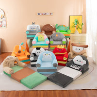 Cartoon Three-Layer Foldable Kids Sofa Chair, Kindergarten Toddler Nap Lounge Seat