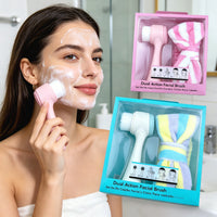 Multifunctional Double-Sided Facial Cleansing Brush & Coral Fleece Headband Set