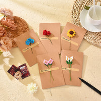 Creative Handmade Paper Flower Greeting Card, DIY Vintage Kraft Paper Dried Flower Card for Birthday and Holidays