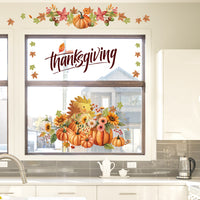 Thanksgiving Autumn Leaves Pumpkin Window Wall Decal