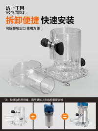 Router Trimmer Base with Dust Collection Hood for Woodworking Engraving Machines