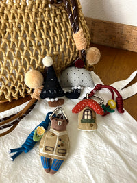 Japanese Fairy Tale Style Pearl Mushroom House Bear Keychain Bag Charm