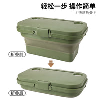 Foldable Outdoor Camping Picnic Basket with Lid - Portable Large Capacity Storage Bin