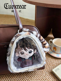 Leopard Print Transparent Plush Coin Purse with Keychain