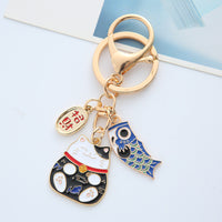 Japanese Cartoon Lucky Cat Koi Fish Keychain for Bags and Car Keys