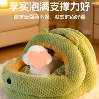 Semi-Enclosed Pet Sofa Bed for Small Dogs and Cats, Warm Winter Pet House with Removable Cushion