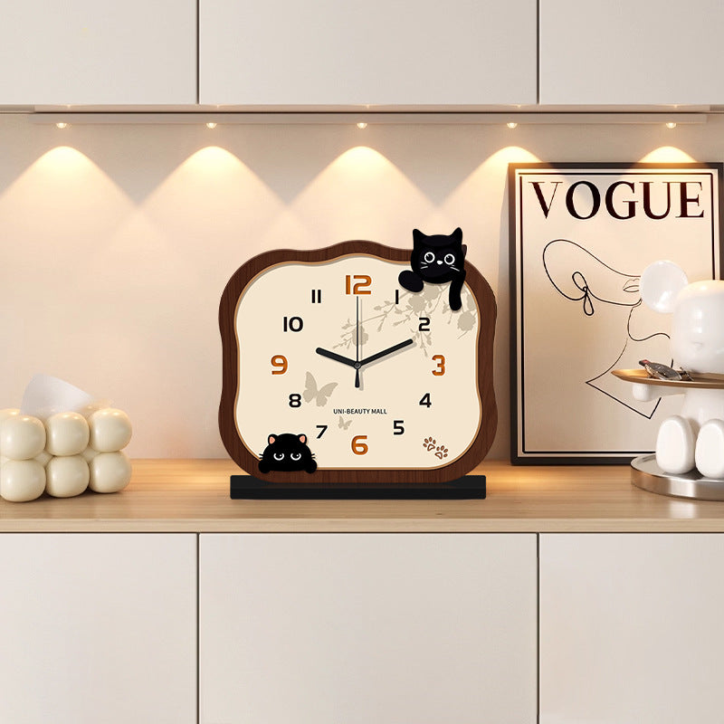Cute Cartoon Cat Desk Clock with Pendulum, 2025 New Design, High-End Decorative Tabletop Ornament