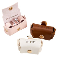 PU Leather Ring Storage Pouch Set - Portable Engagement Ring Box for Jewelry Display and Gifting