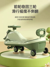 Kids' Ride-On Swing Car with Silent Flashing Wheels and Music, Ages 1-6, Anti-Rollover Design
