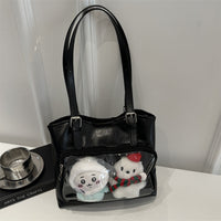 Anime-Inspired Clear Tote Bag for Women, Large Capacity Shoulder Handbag, Commuter Style