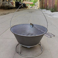 Portable Cast Iron Fire Pit BBQ Grill for Outdoor Patio and Home Use, Charcoal Barbecue Stove for Tea Ceremony