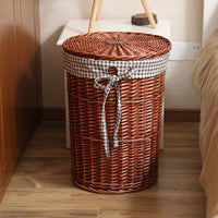 Woven Laundry Hamper with Lid - Rattan Storage Basket for Clothes & Sundries