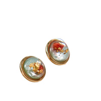 French Vintage Dried Flower S925 Silver Needle Earrings for Women
