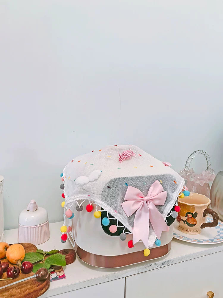 INS Style Dust Cover for Kitchen Appliances with Colorful Tassels and Bow