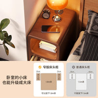 Narrow Bedside Table with Drawer, Small Slim Nightstand for Bedroom, Solid Wood