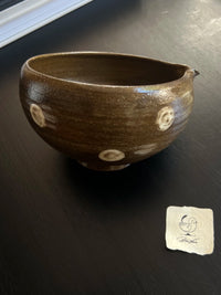 Handmade Ceramic Japanese Matcha Bowl with Underglaze Dots - High-Temperature Fired