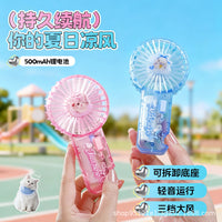 Portable Cartoon Handheld Mini Fan with 3-Speed Airflow for Desk and Travel
