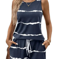 Women's Striped Sleeveless Top and Shorts Set