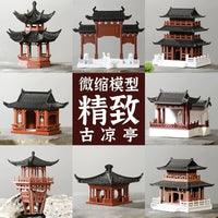 Miniature Chinese Pavilion Micro Landscape Ornament for DIY Terrarium and Aquarium Decor