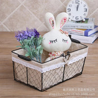 Japanese Korean Style Iron Art Portable Shopping Basket Fruit Bread Egg Flower Basket Succulent Fresh Flower Picnic Storage Basket