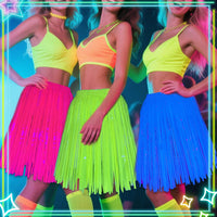 50cm Fluorescent Tinsel Skirt for Dance Performance & Halloween Neon Party Decor